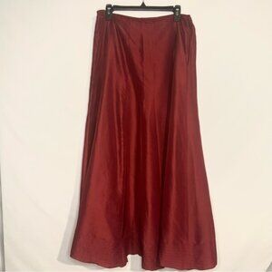 Sundance 100% Silk Rich Ruby Red A-Line Maxi Skirt Size 12